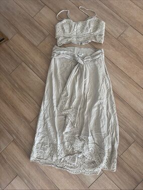 Jason Wu Cream line. Eyelet-Trim Maxi Skirt and top set